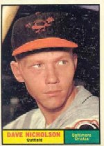 1961 Topps Baseball Cards      182     Dave Nicholson RC